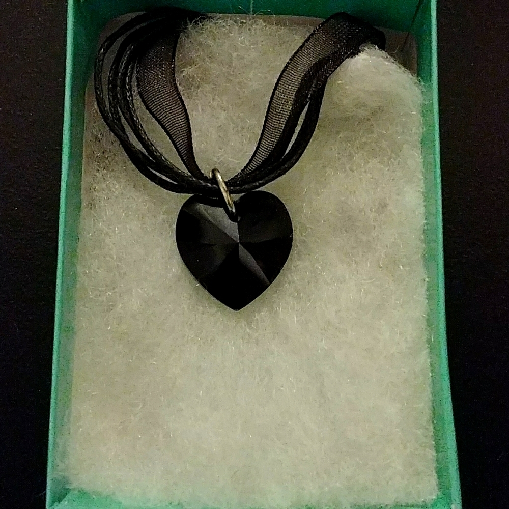 Shadow Black Crystal Heart Necklace